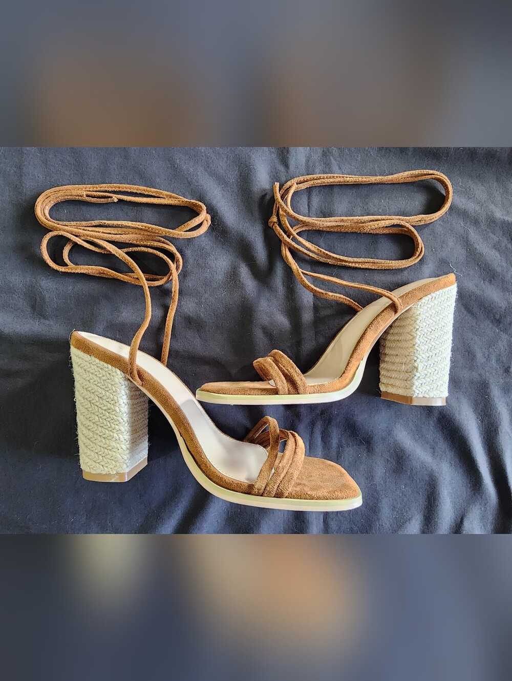 OASIS SOCIETY | Tan Suede Wrap-Strap Block Heel SandalS